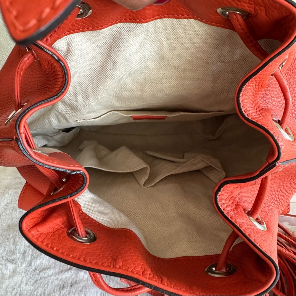 Gucci Vibrant Orange Leather Bamboo Backpack. P0221 - Picture 12 of 17